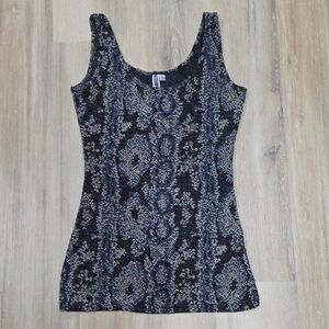 BKE Black and Blue Patterned Tank Top